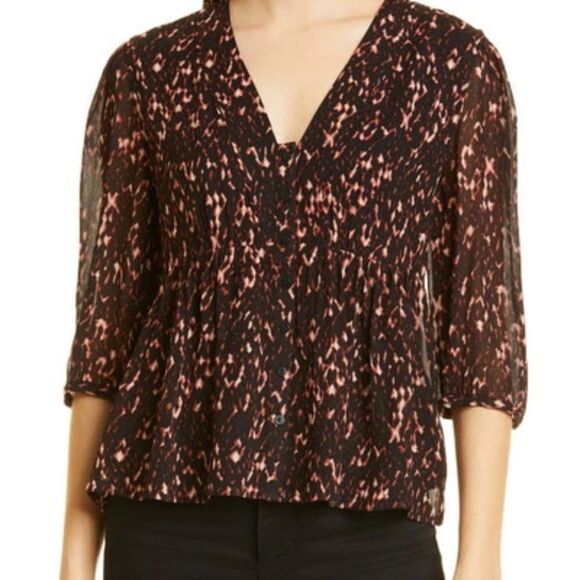 NWT BA&SH Puzy Peplum Top In Noir - size M - Picture 1 of 11